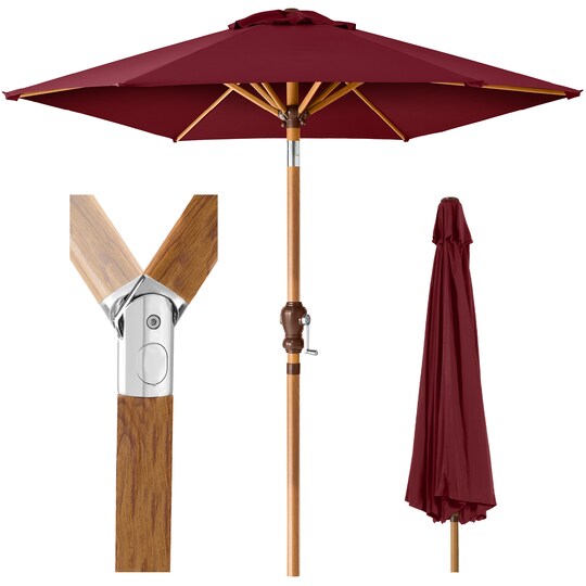 10 ft wooden patio umbrella Best Choice Products 10ft Outdoor Umbrella, Outdoor Table Umbrella, Yard Umbrella, Market with 6 Sturdy Ribs, Push Button, Tilt and the roof is ventilated to promote air circulation and improve stability Best Choice Products 10ft Outdoor